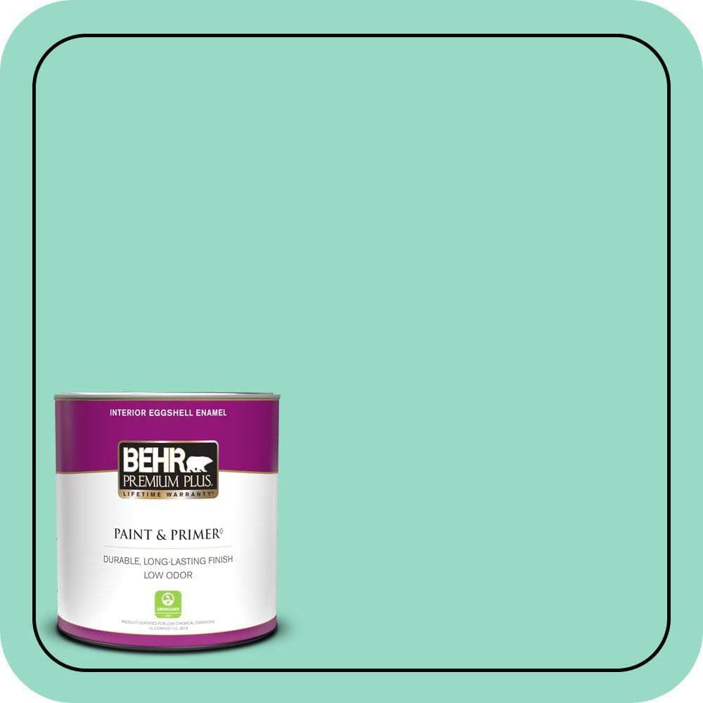 BEHR PREMIUM PLUS 1 qt. #MQ4-17 Pageant Green Eggshell Enamel Low Odor Interior Paint & Primer (1)