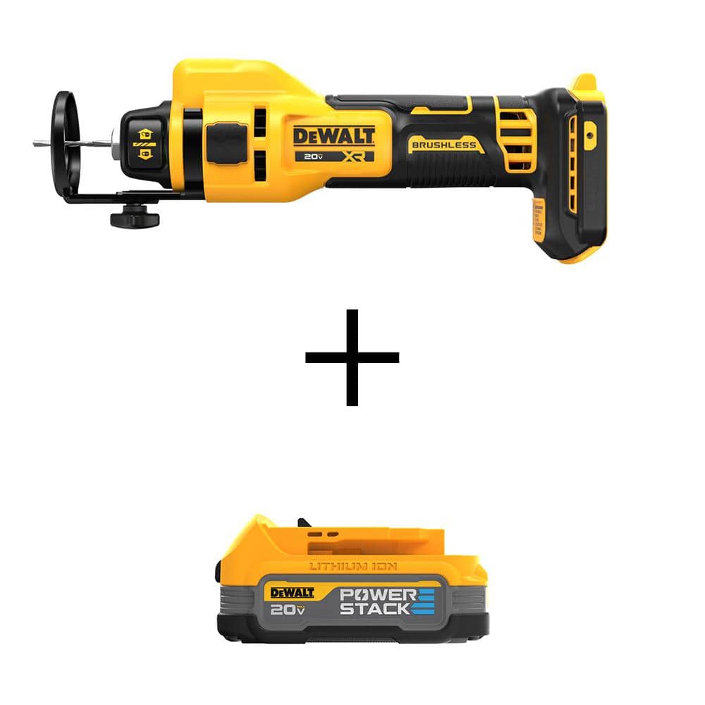 DEWALT XR 20-Volt Lithium-Ion Cordless Rotary Drywall Cut-Out Tool with 20-Volt MAX POWERSTACK Compact Battery (1)