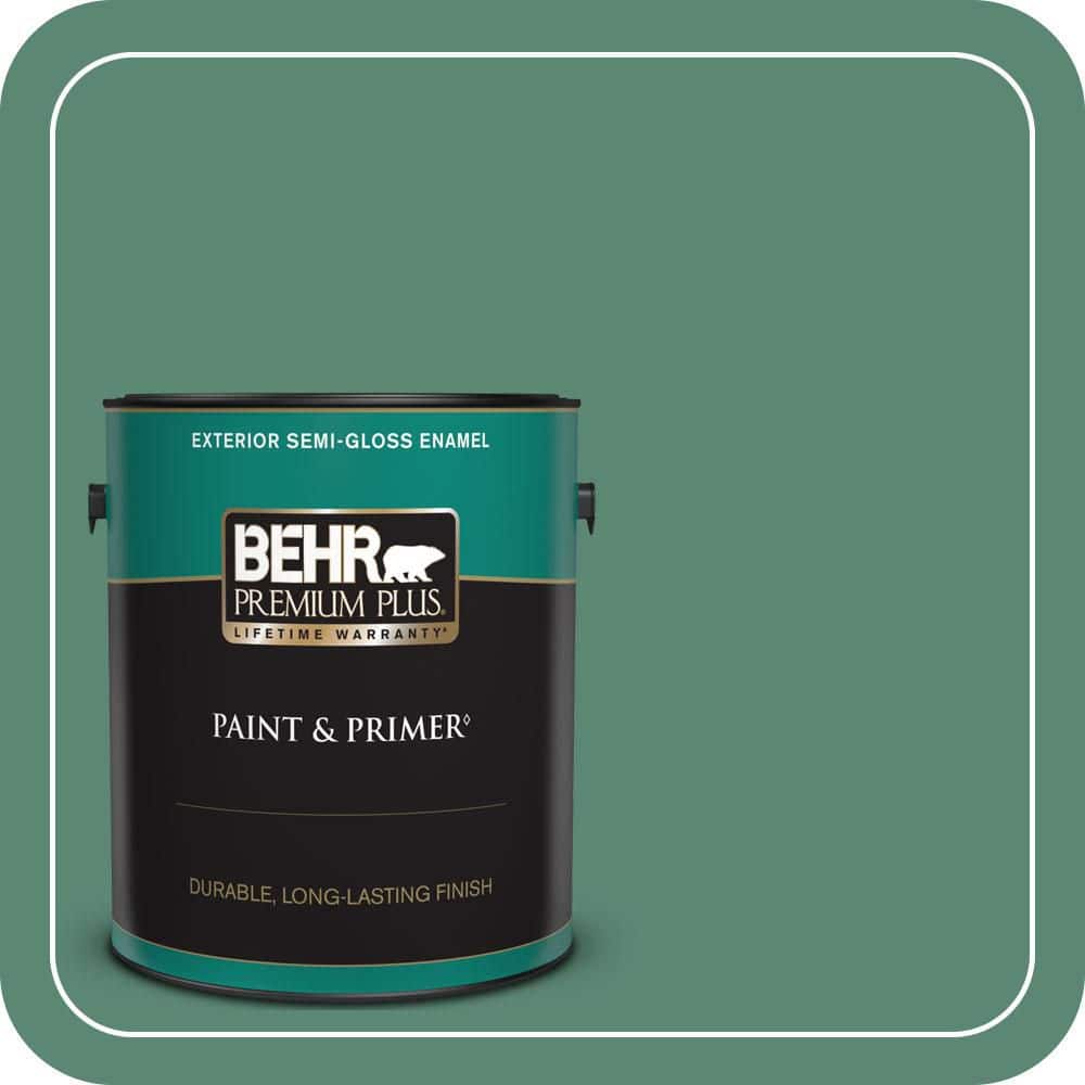 BEHR PREMIUM PLUS 1 gal. #MQ6-43 Dark Jade Semi-Gloss Enamel Exterior Paint & Primer