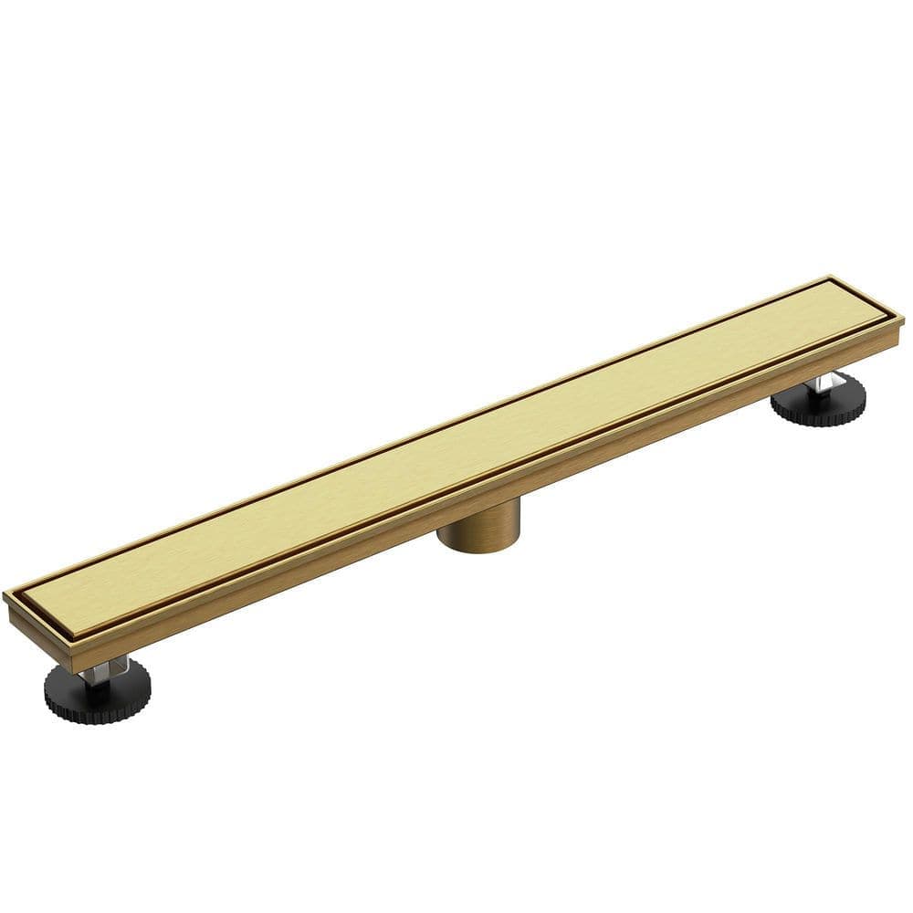 EVERSTEIN 24 in. Linear Shower Drain Stainless Steel with Adjustable Feet in Brushed Gold