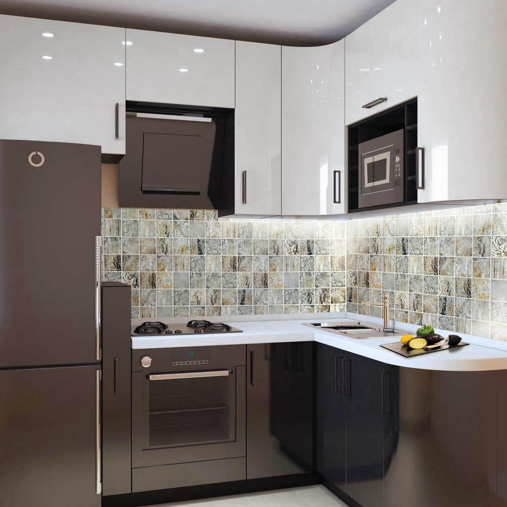 Dundee Deco 3D Falkirk Retro 10/1000 in. 38 in. 19 in. Faux Venecian Marble Squares PVC Wall Panel (2)