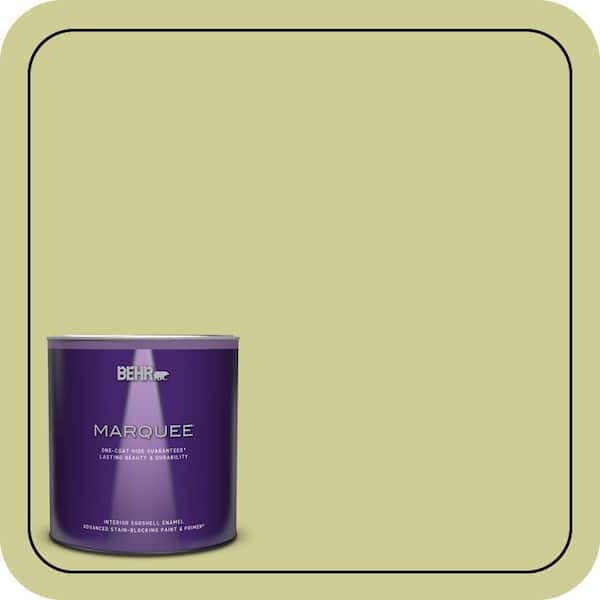 BEHR PREMIUM PLUS #400D-4 Corn Husk Green Enamel Interior/Exterior Paint & Primer Color Sample (3)