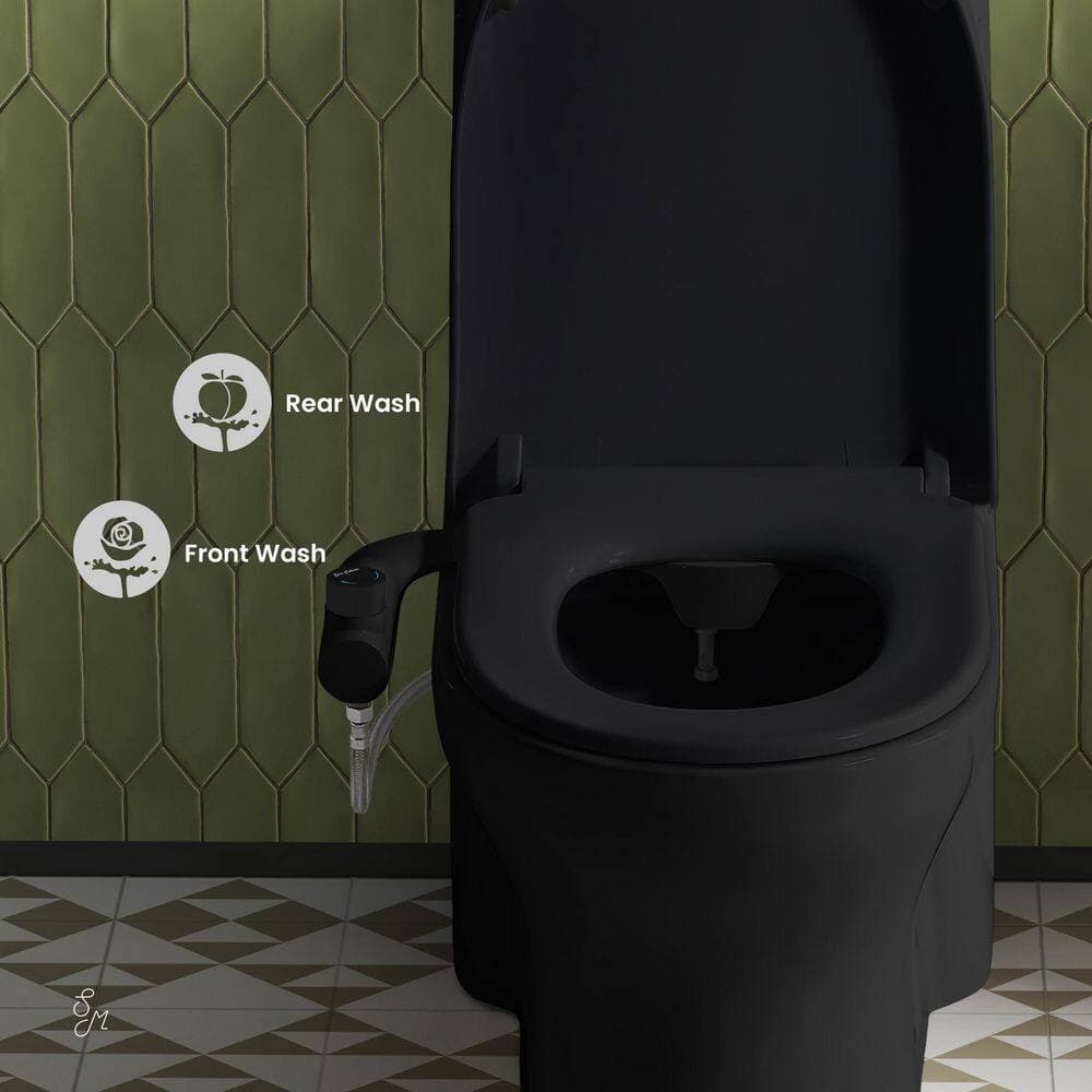 Swiss Madison Aqua Non-Electric Attachable Bidet System Bidet Attachment in Glossy Black with Black Knob (3)