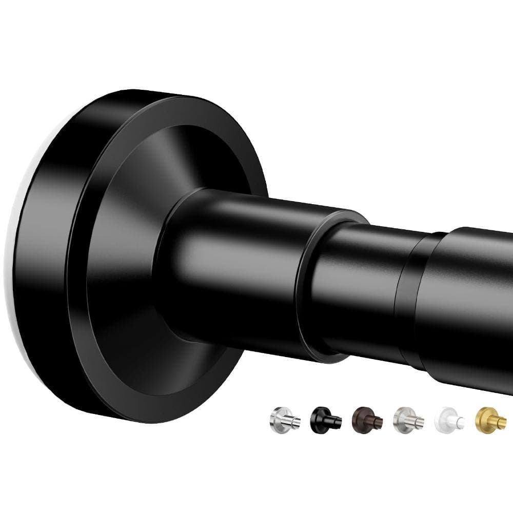 Unbranded Tension Shower Curtain Rod Adjustable 32-75 in. Non-Slip No Drilling Stainless Steel 1 in. Rod Black (1)