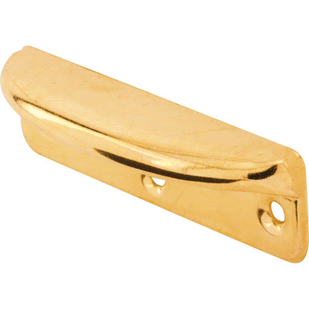 Prime-Line Deluxe Style Wood Window Sash Lift, 3-3/16 in. Hole Centers, Steel, Brass Finish
