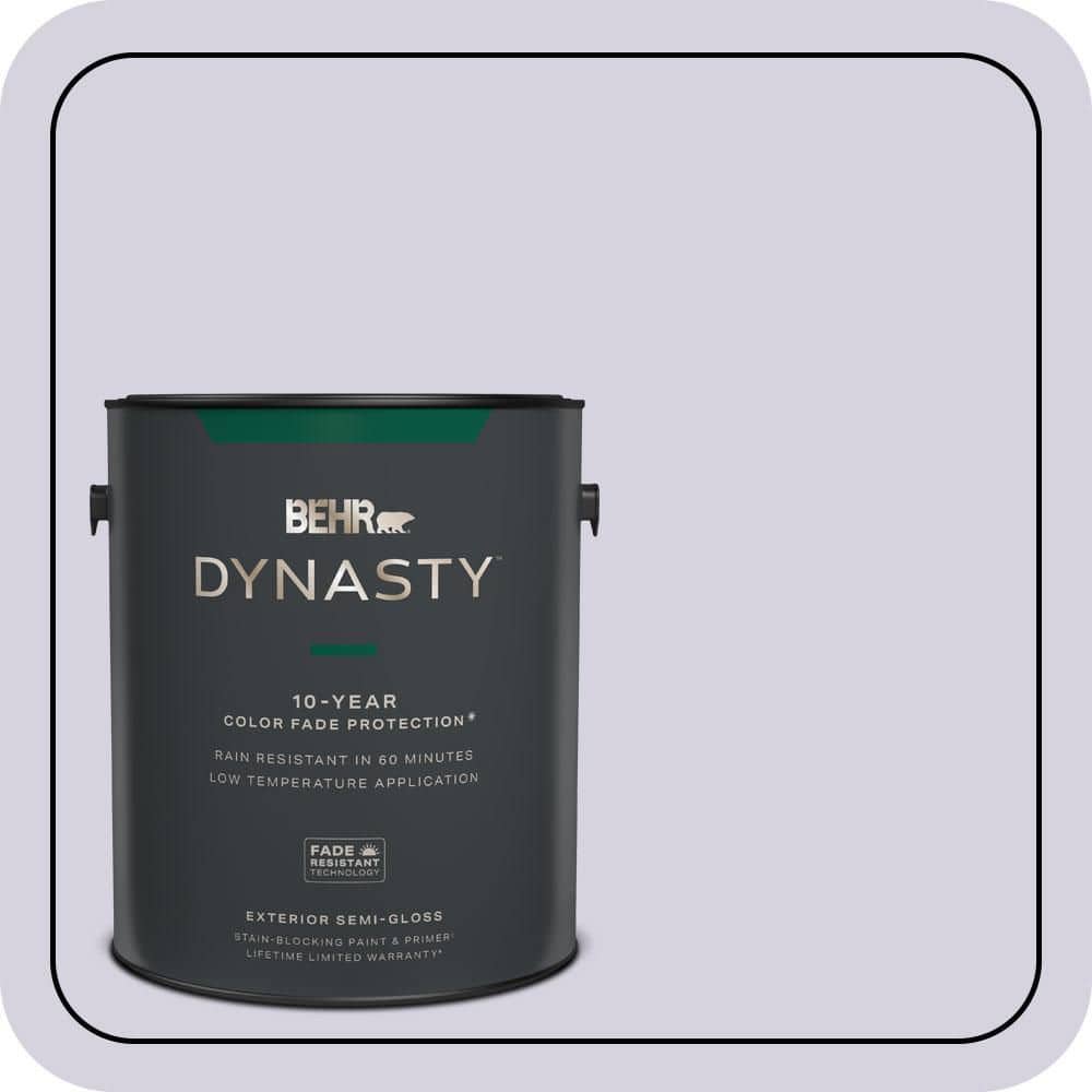 BEHR DYNASTY 1 gal. #650E-2 Lovely Lavender Semi-Gloss Exterior Stain-Blocking Paint & Primer