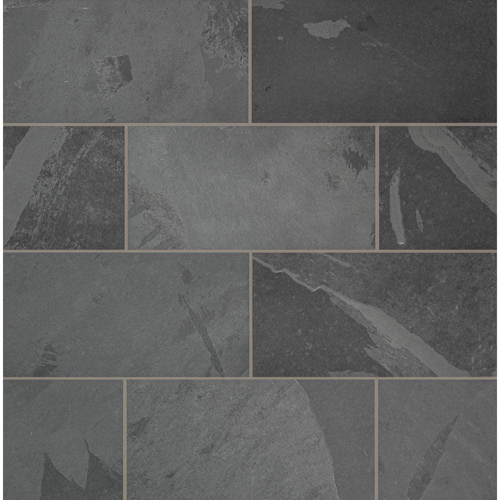 MSI Montauk Black 12 in. x 24 in. Gauged Slate Floor and Wall Tile (2 sq. ft. / Each) (2)
