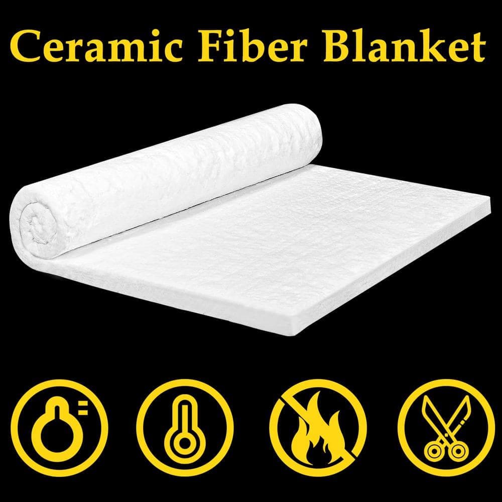 60" x 24 in. x 1 in. Th 2400F Fireproof Insulation Baffle Resistance Ceramic Fiber Blanket for Oven Stoves Kilns Forges (3)