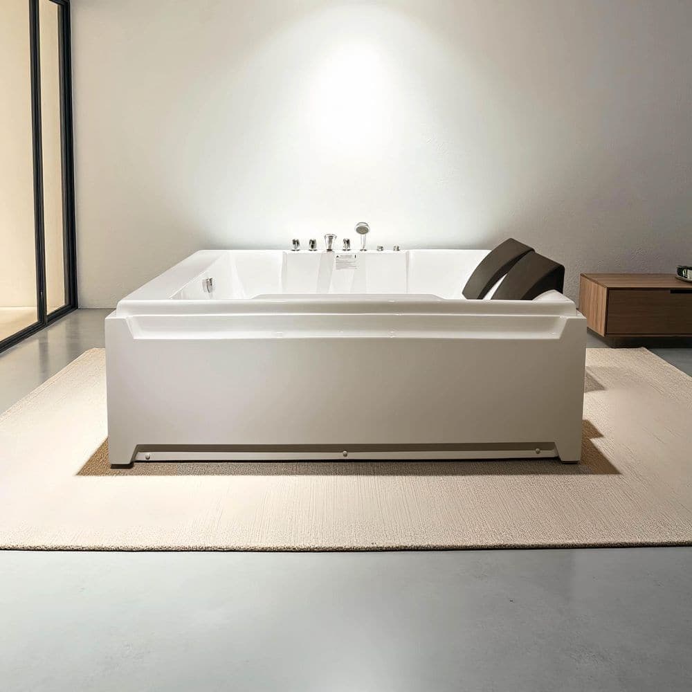 LIVACA 72.83 in. x 48.43 in. Acrylic Jetted Whirlpool Bathtub with Left Drain and Hydro Massage in Milk White (3)