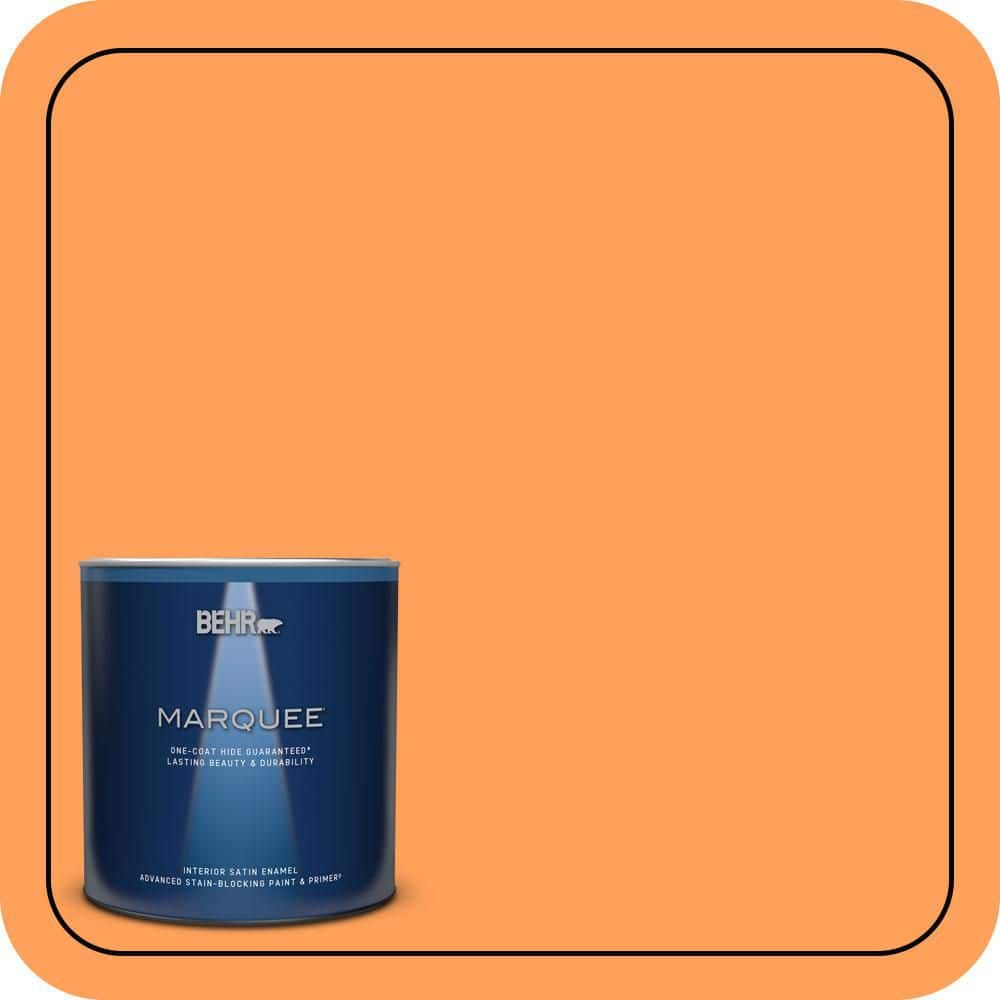 BEHR MARQUEE 1 qt. #T15-10 Clarified Orange Satin Enamel Interior Paint & Primer (1)