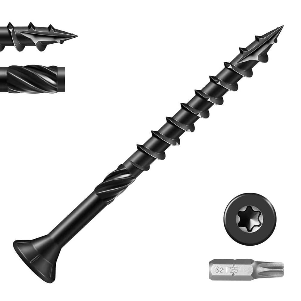 Afoxsos Black Rust Resistant Epoxy Coated Heavy-Duty Outdoor Deck Screws Torx Drive Head for Timber Fence (55-Pack) (1)