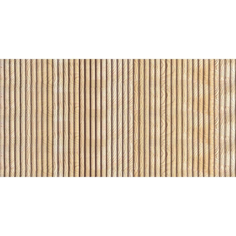 FROM PLAIN TO BEAUTIFUL IN HOURS Take Home Sample - Rounded Mini Slats 1/4 in. x 0.25 ft. x 1 ft. Maple Brown Glue-Up Foam Wood Wall Panel(1-Piece/Pack) (3)