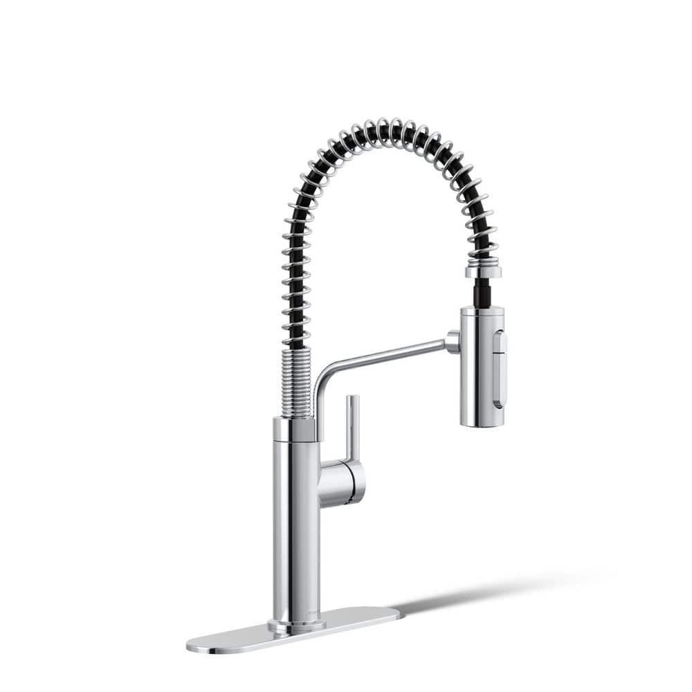 KOHLER Ringby Single Handle 3-Function Pull Down Sprayer Kitchen Faucet In Polished Chrome