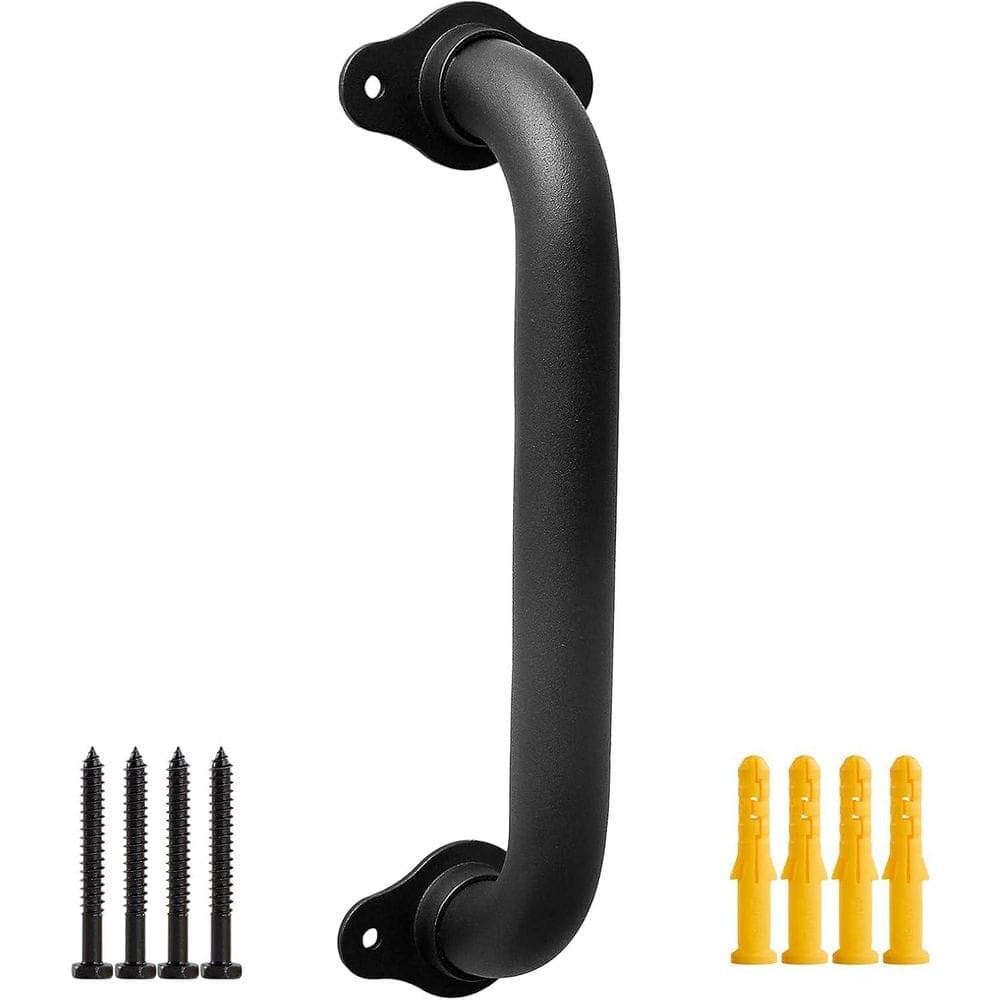 Afoxsos 12 in. Metal Pipe Handrail Wall Mount Indoor Outdoor Stairway Safety Railing Matte Black (1)