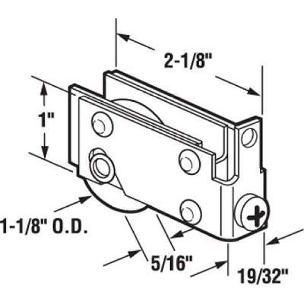 Prime-Line 1-1/8 in. Steel Ball Bearing Door Roller Assembly, Viking (2)