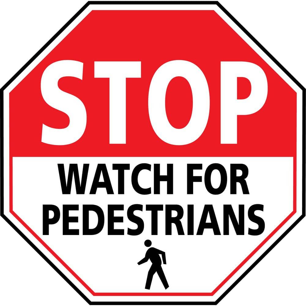 Mighty Line 24 in. Stop Watch For Pedestrians Safety Floor Sign