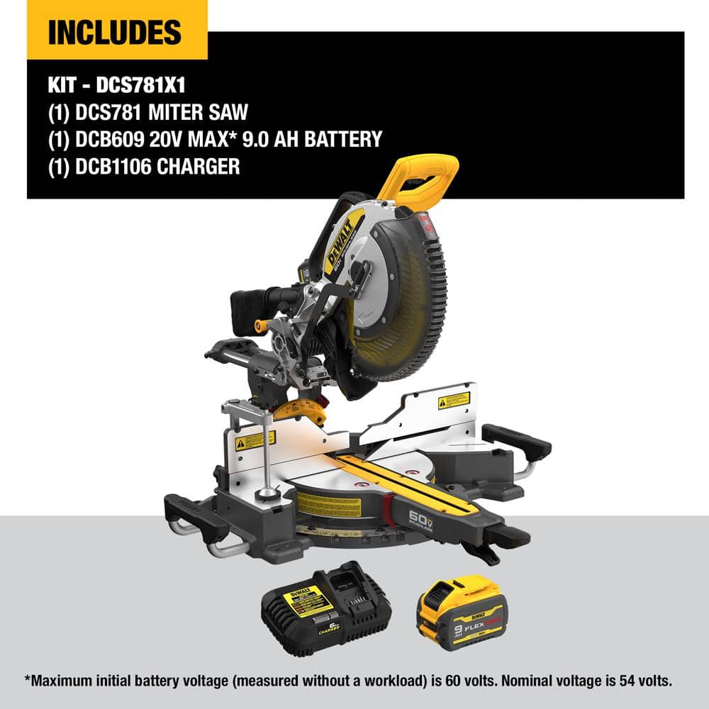 DEWALT 60V Lithium-Ion 12 in. Cordless Sliding Miter Saw Kit with 9.0Ah Battery Pack (2)
