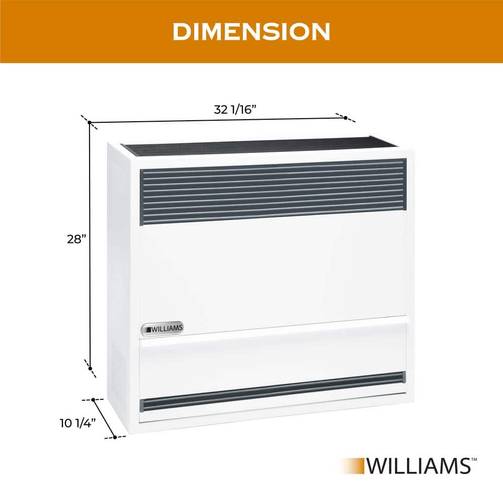 Williams Direct-Vent Gravity Wall Heater 22,000 BTUH, 67% AFUE, Natural Gas (3)