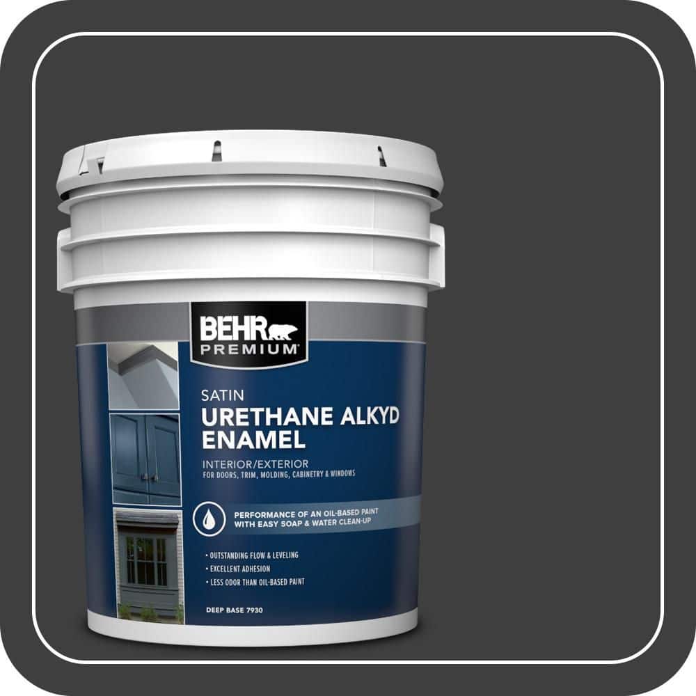 BEHR PREMIUM 5 gal. #OSHA-8 OSHA SAFETY BLACK Urethane Alkyd Satin Enamel Interior/Exterior Paint