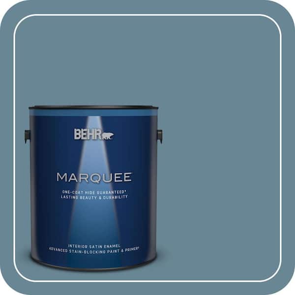 BEHR MARQUEE 1 gal. #MQ5-60 South Pacific One-Coat Hide Satin Enamel Interior Paint & Primer (2)