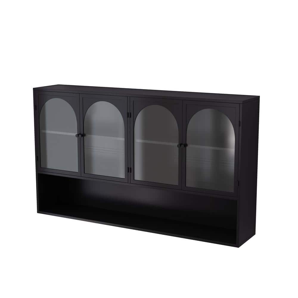 Unbranded 47.25 in. W x 9.05 in. D x 27.55 in. H Bathroom Storage Wall Cabinet in Black Suitable for Kitchen, Living Room,Bathroom