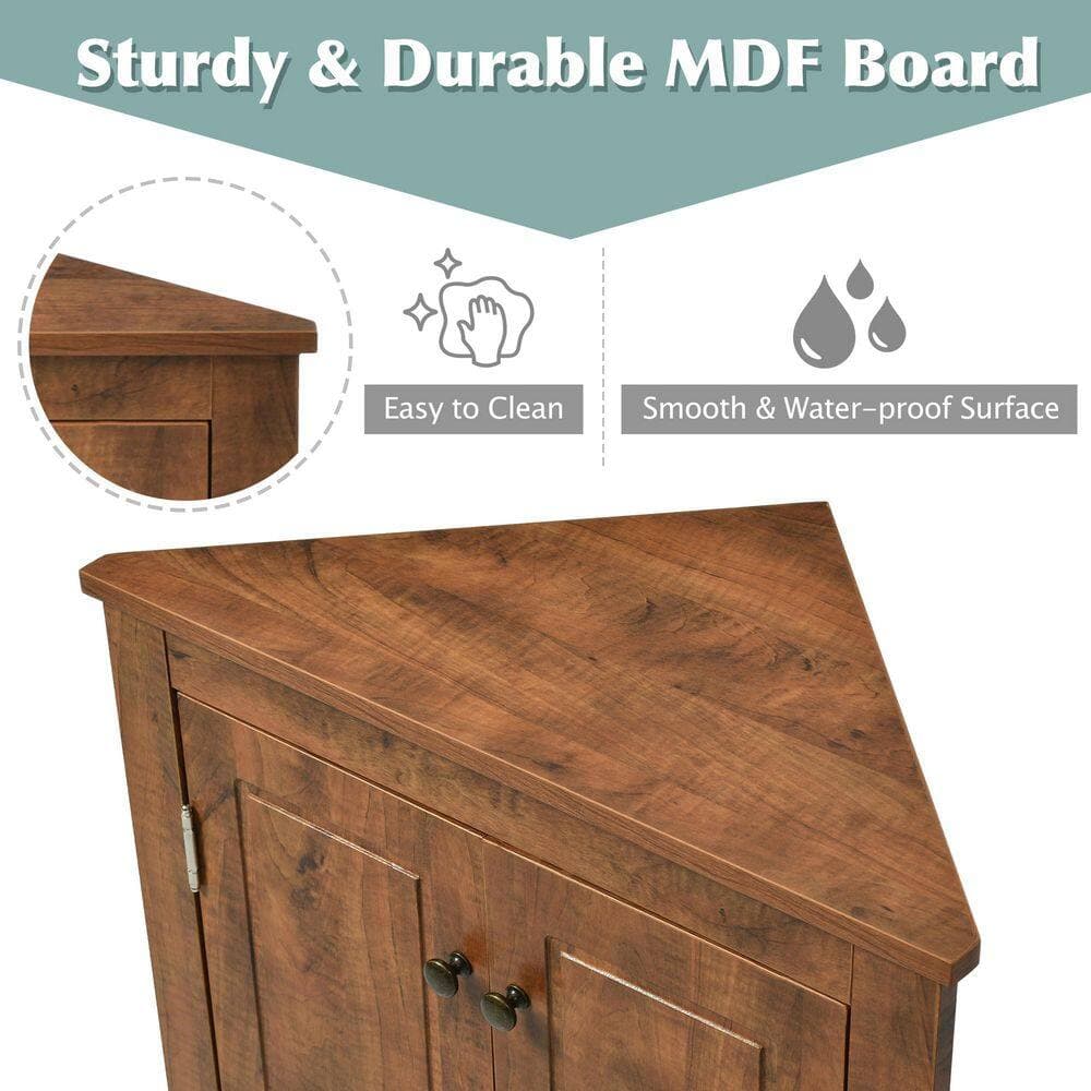 Ximuprmy 17 in. W 17 in. D 32 in. H Freestanding Linen Cabinet, Triangle Storage Cabinet with Adjustable Shelves (4)