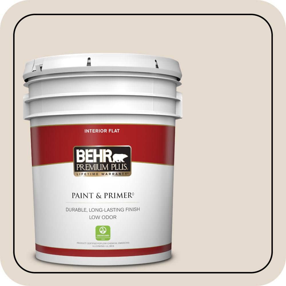 BEHR PREMIUM PLUS 5 gal. #W-B-720 Oyster Flat Low Odor Interior Paint & Primer