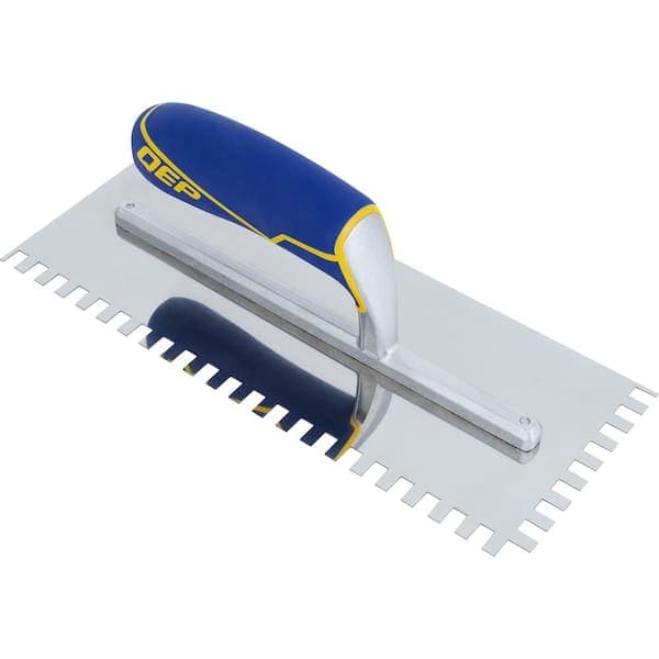 QEP 1/4 in. x 3/8 in. x 1/4 in. Comfort Grip Stainless Steel Square-Notch Flooring Trowel