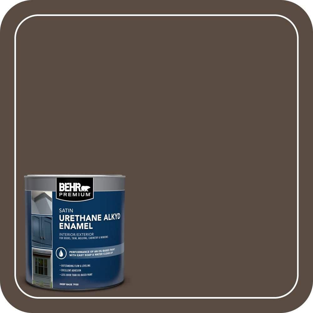 BEHR PREMIUM 1 qt. #MQ2-39 Rare Wood Urethane Alkyd Satin Enamel Interior/Exterior Paint (1)