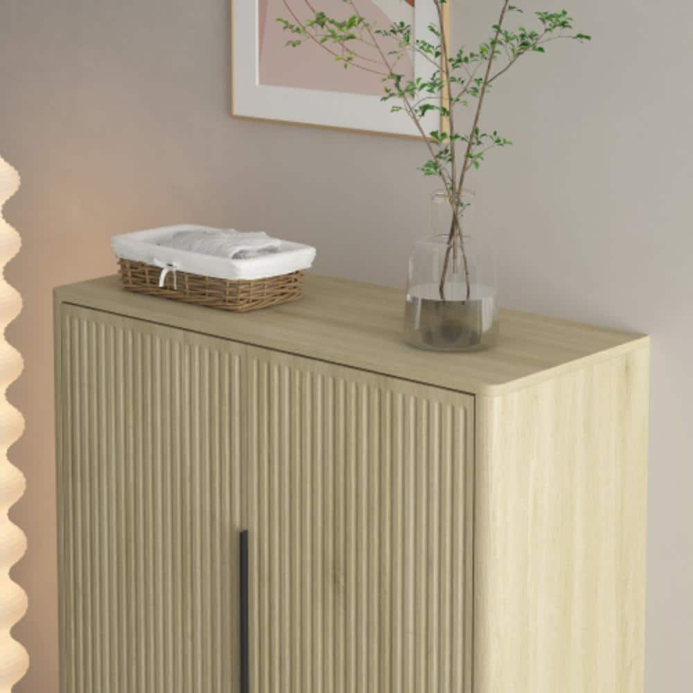 Unbranded 34.6 in. W x 15 in. D x 43.7 in. H Bathroom Brown Linen Cabinet (3)