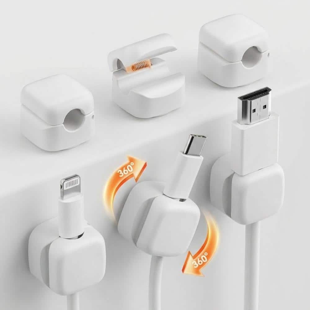 Unbranded 6 Pack 360 Degree Rotating Cord Organizer Clips with Adhesive Base, Spring Cable Holders for Desk (1)