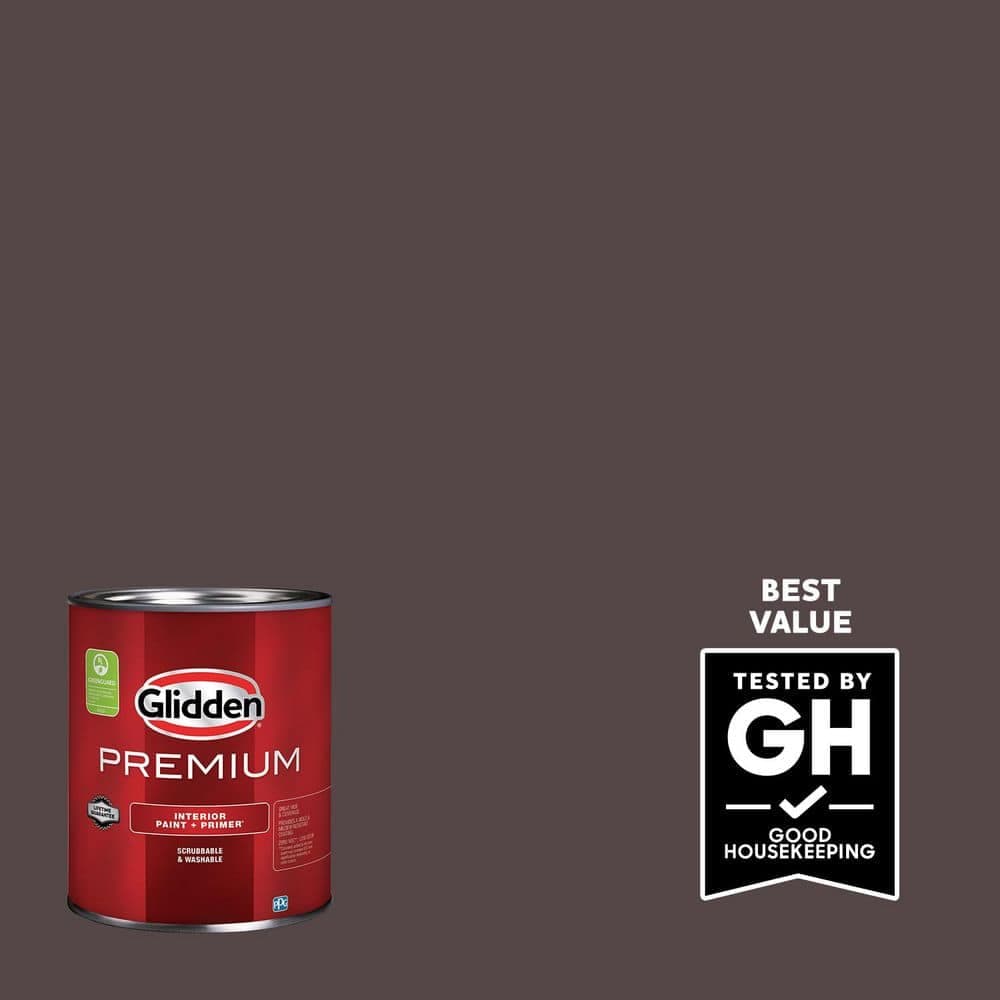 Glidden Premium 1 qt. Black Walnut PPG1014-7 Flat Interior Latex Paint