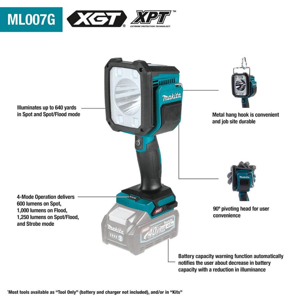 Makita 40V max XGT Cordless L.E.D. Flashlight/Spotlight (Light-Only) (3)