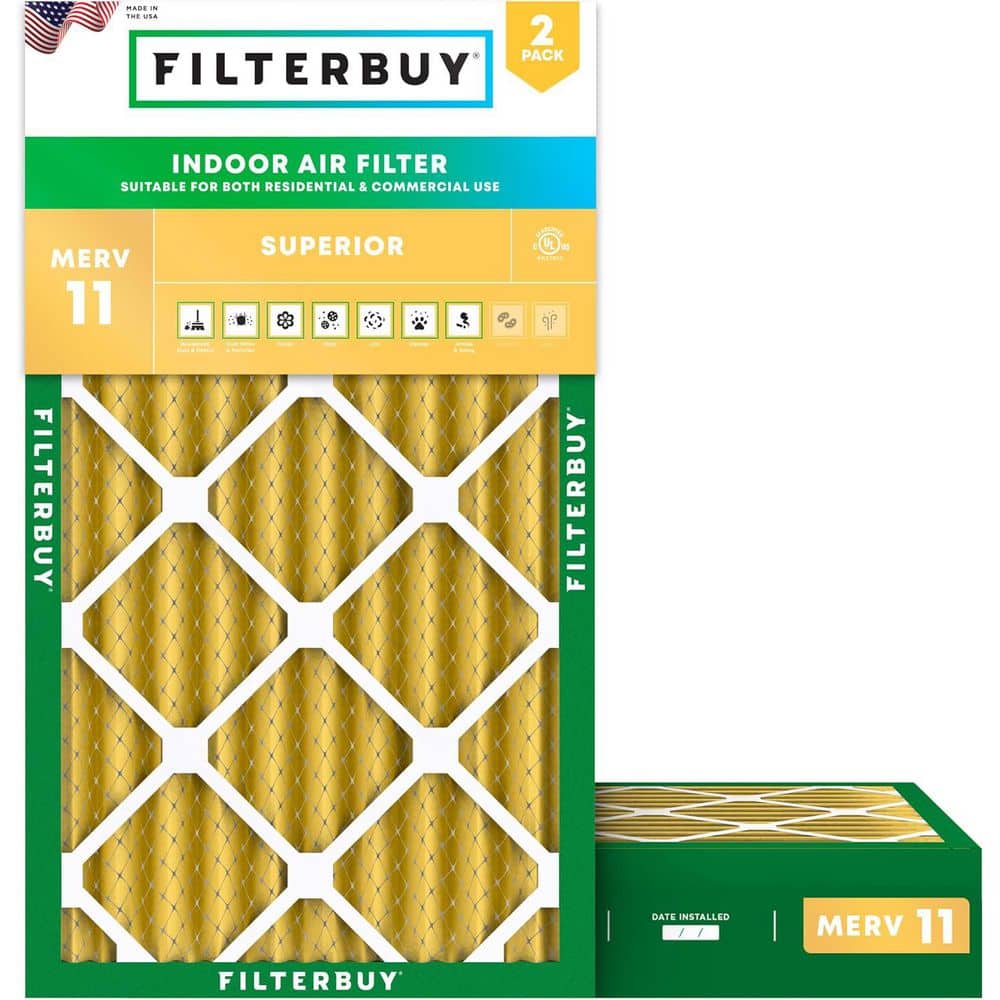 Filterbuy 10 in. x 18 in. x 4 in. MERV 11 (FPR 7) Allergen Defense Pleated HVAC AC Furnace Air Filters Replacement (2-Pack) (1)