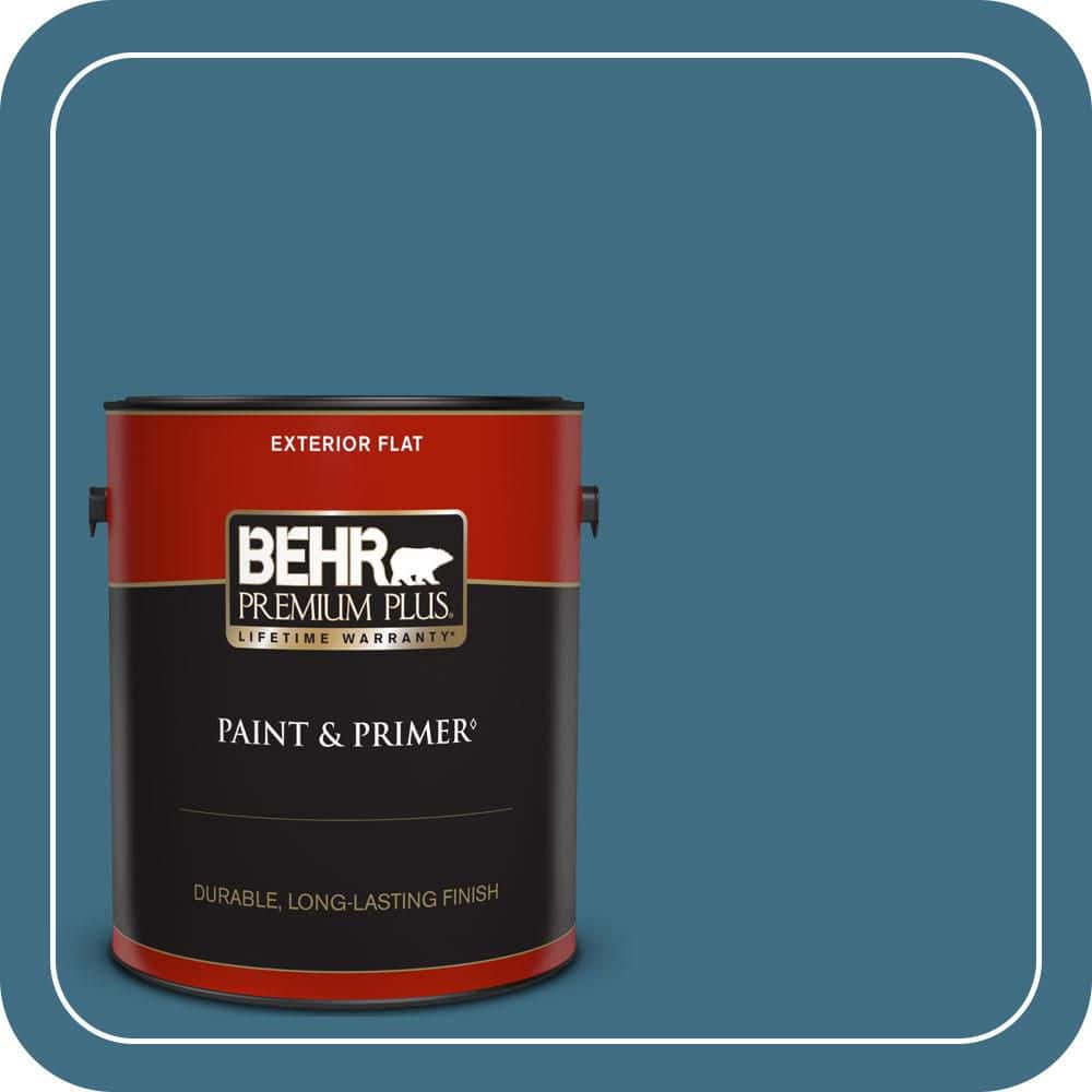 BEHR PREMIUM PLUS 1 gal. #560D-6 Seven Seas Flat Exterior Paint & Primer (1)