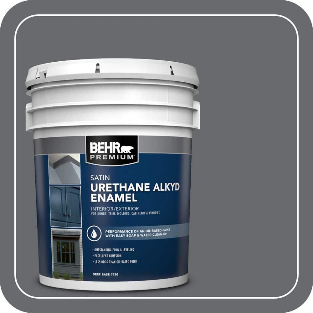BEHR PREMIUM 5 gal. #PPU26-02 Imperial Gray Urethane Alkyd Satin Enamel Interior/Exterior Paint
