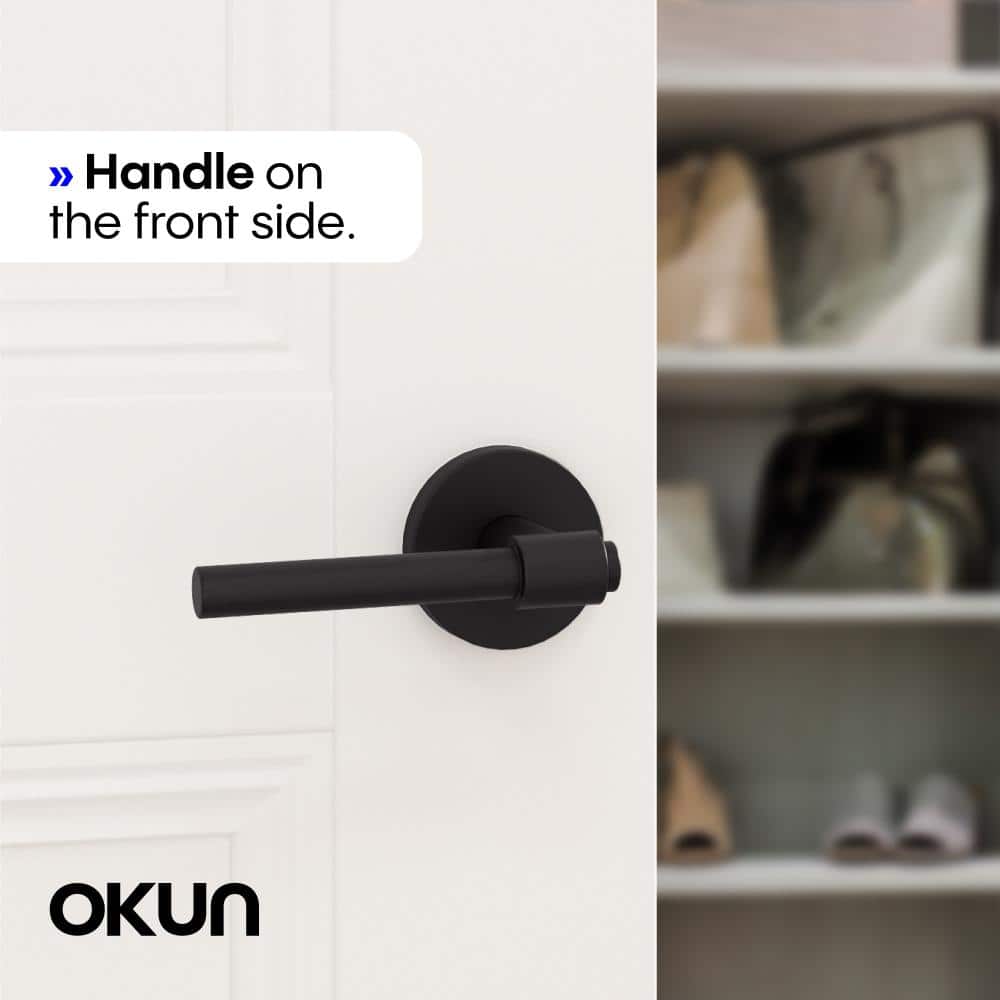 Okun Zen Metal Matte Black Dummy Door Handle with Round Rosette 2-Pack (2)