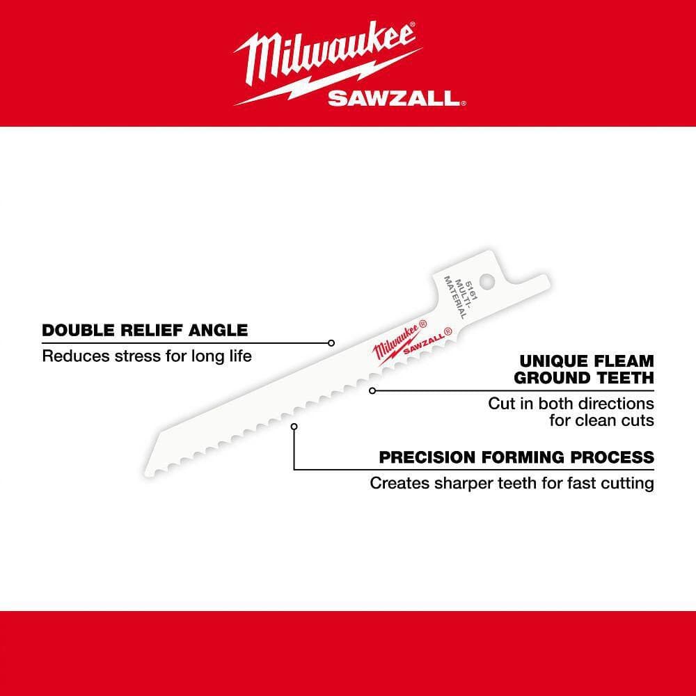 Milwaukee 3-5/8 in. 10 TPI Metal Cutting SAWZALL Reciprocating Saw Blades (5-Pack) (3)