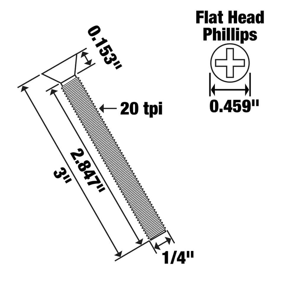 Everbilt 1/4 in. -20 x 3 in. Phillips Flat-Head Machine Screws (10-Pack) (3)