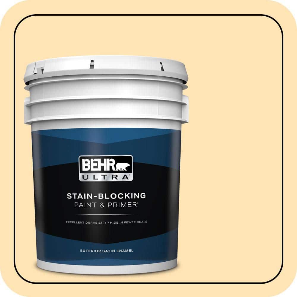 BEHR ULTRA 5 gal. #P250-2 Golden Nectar Satin Enamel Exterior Paint & Primer