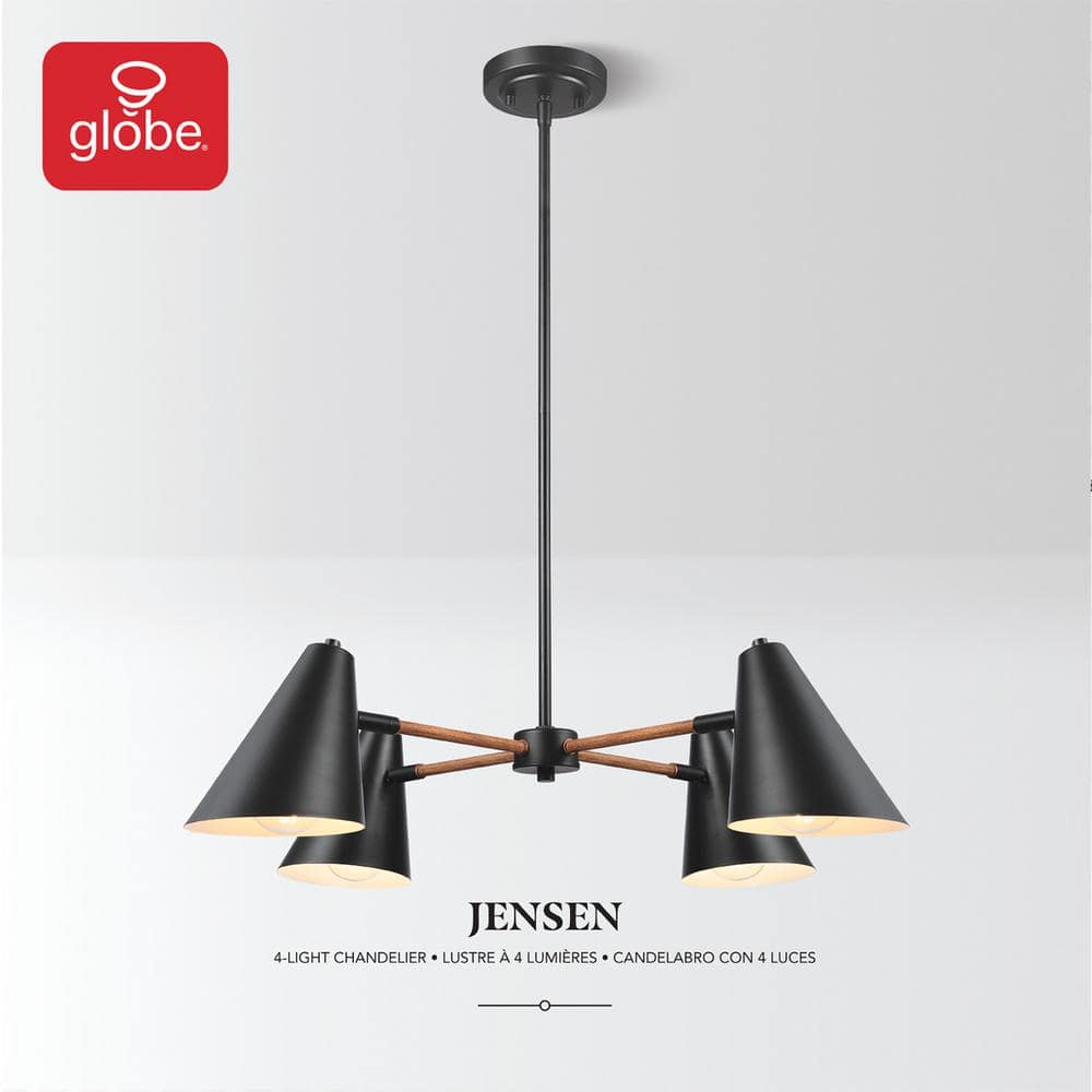 Home Decorators Collection 4-Light Matte Black Transitional Chandelier (3)