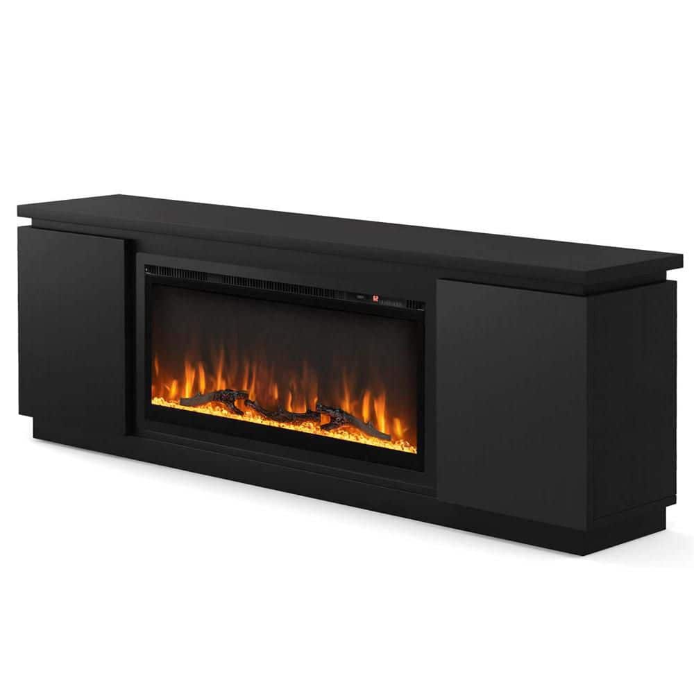 Costway 70 in. Width Freestanding Metal Electric Fireplace TV Stand for TVs up to 80 in. in White (3)