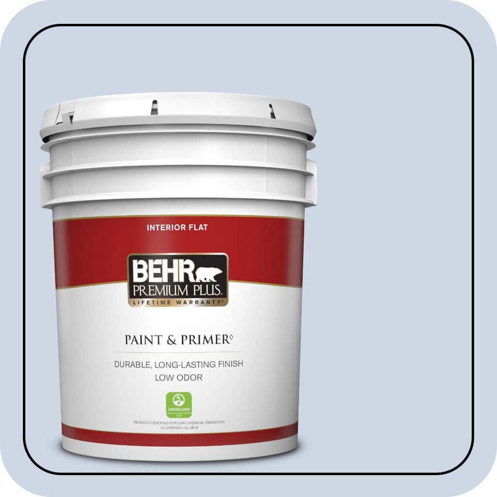 BEHR PREMIUM PLUS 5 gal. #600C-2 Silent Ripple Flat Low Odor Interior Paint & Primer