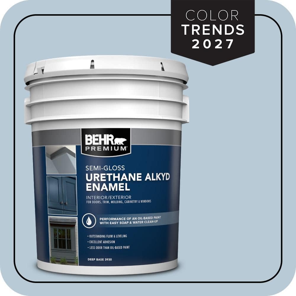 BEHR PREMIUM 5 gal. #PPU14-15 Denim Light Urethane Alkyd Semi-Gloss Enamel Interior/Exterior Paint