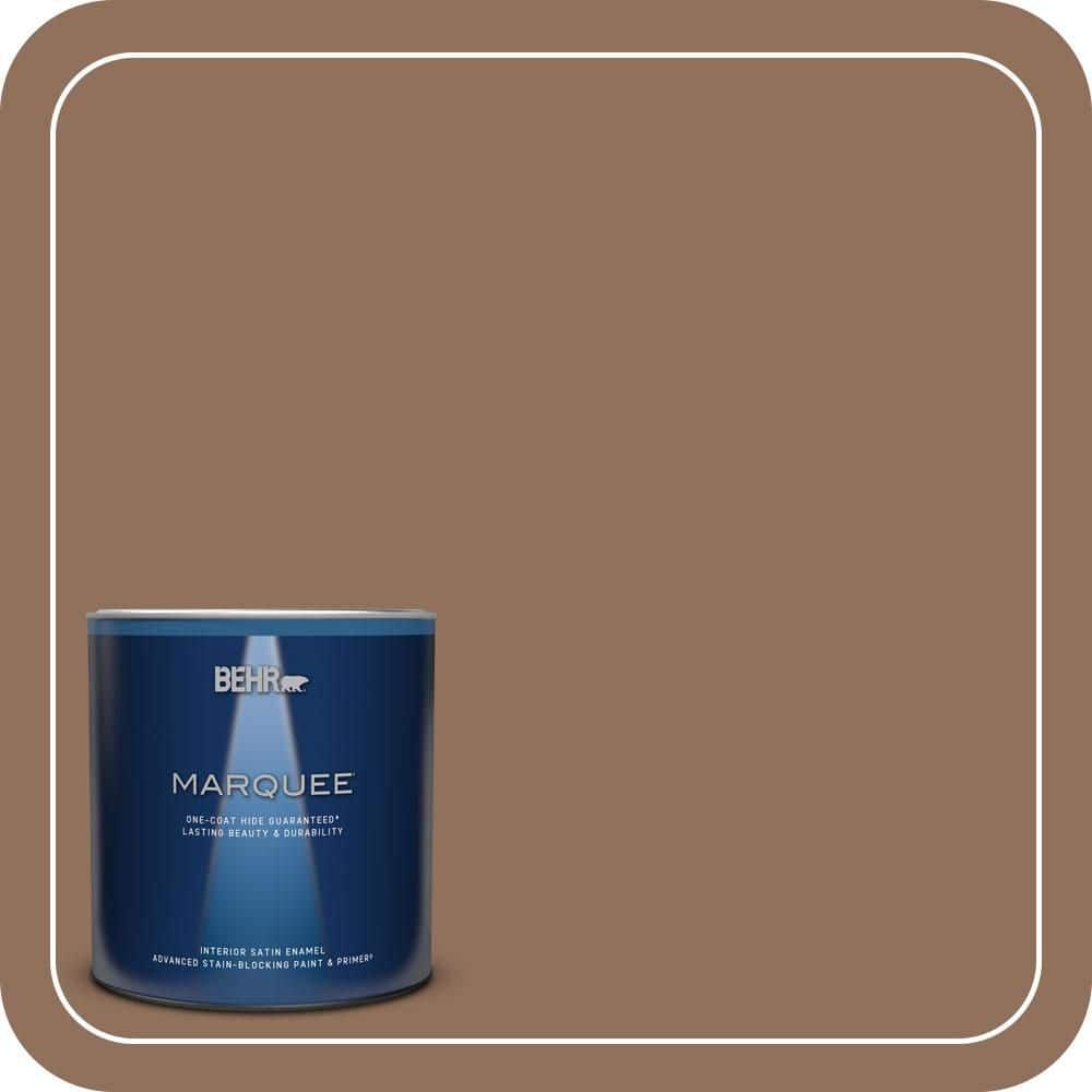 BEHR MARQUEE 1 qt. #N240-6 Wild Mustang One-Coat Hide Satin Enamel Interior Paint & Primer