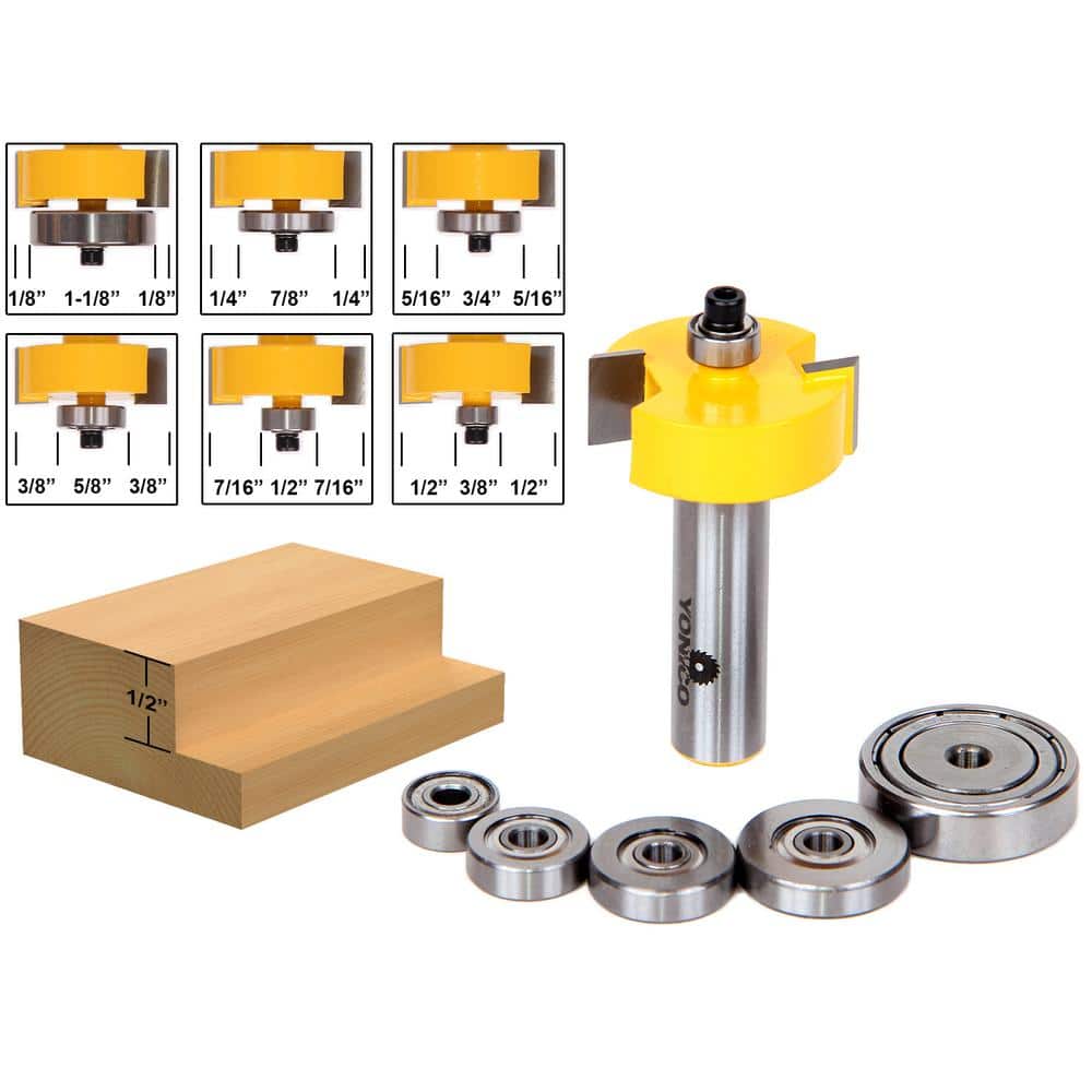 Yonico Rabbet with 6 Bearing 1/2 in. Shank Carbide Tipped Router Bit (2)