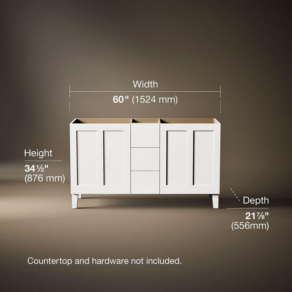 KOHLER Poplin 60 in. W x 22 in. D x 35 in. H Bathroom Vanity Cabinet without Top in Linen White (3)