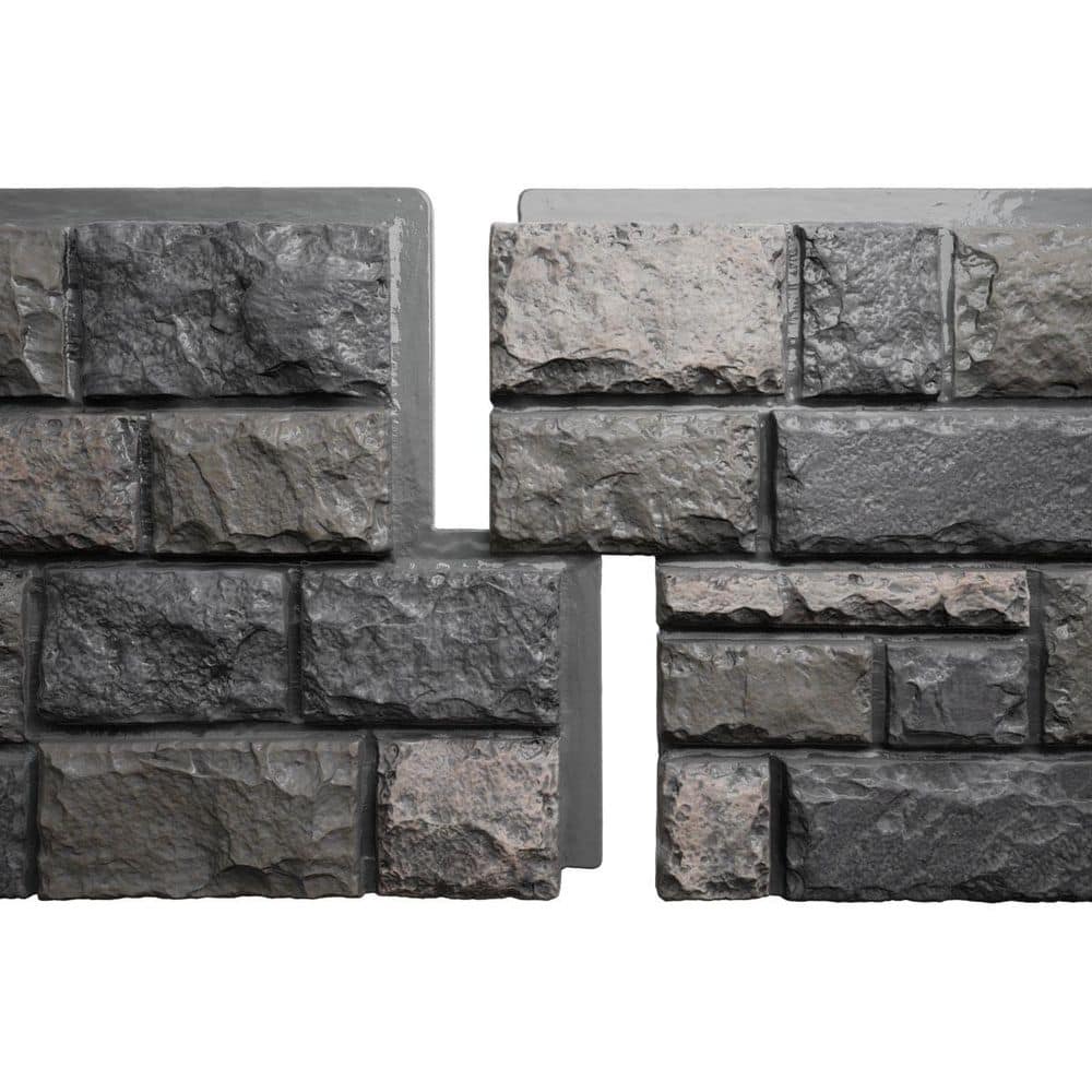 Ekena Millwork EverStone Regal Faux Stone Panel, 47 3/4"W x 24 3/4"H x 1 3/4"D, Charcoal Color (1)