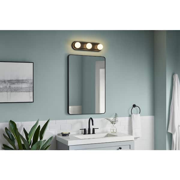Hampton Bay Midford 18 in. 3-Light LED 5CCT Vanity Light with Interchangeable Brushed Nickel, Black and Chrome Trims