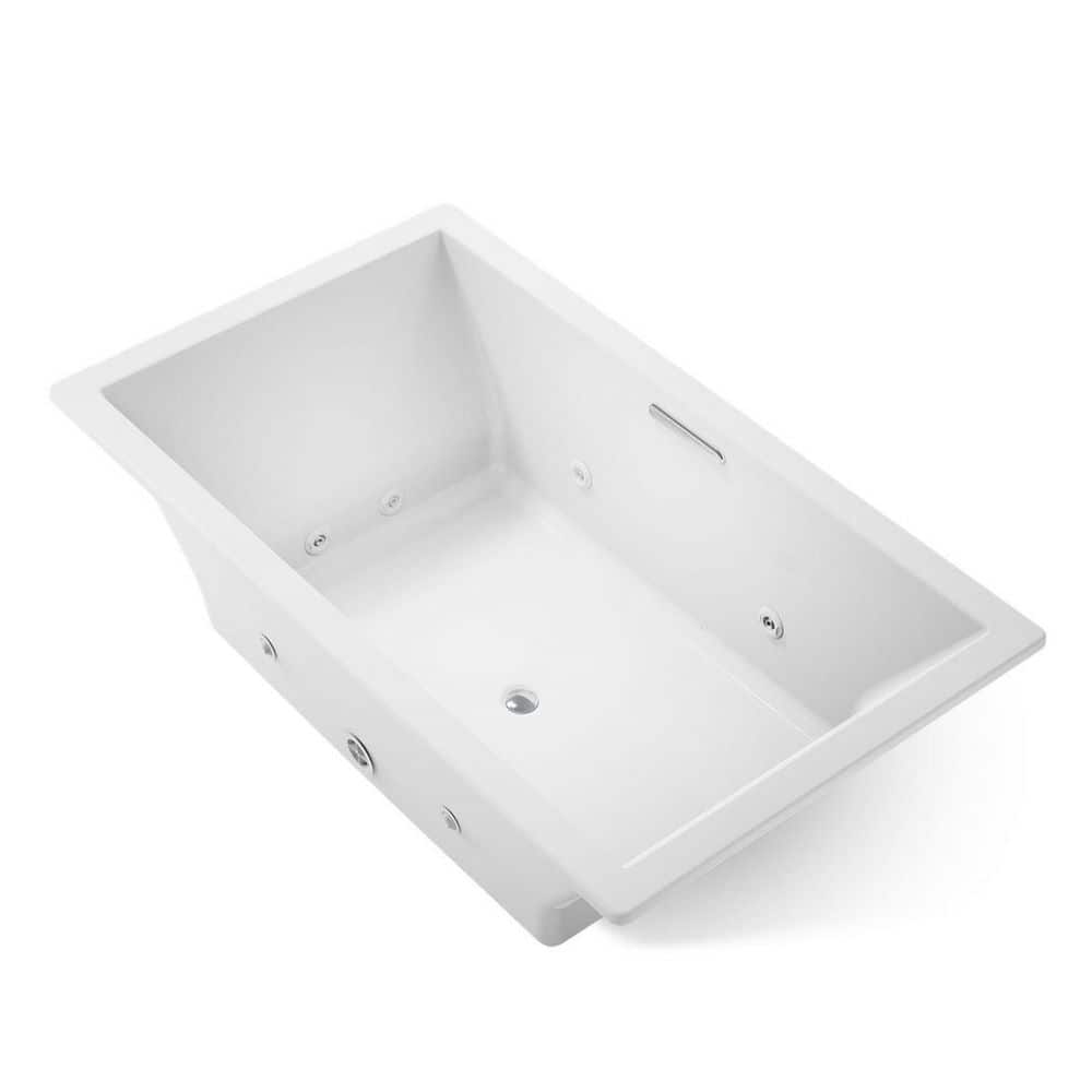 KOHLER Underscore 72 in. x 42 in. Rectangular Whirlpool Bathtub with Reversible Drain in White (1)